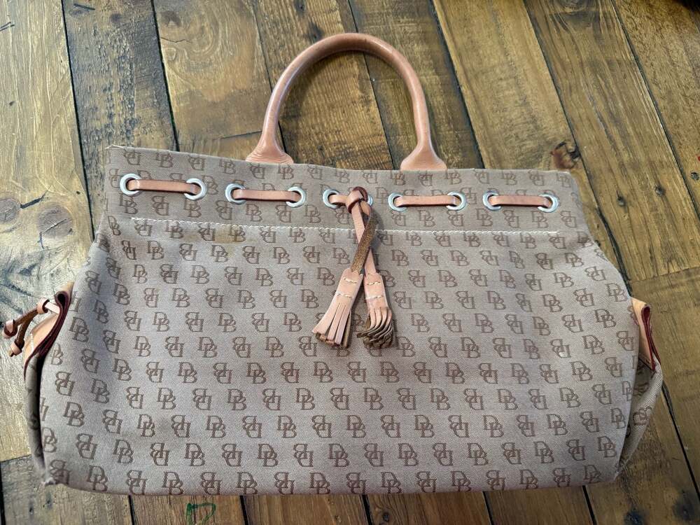 Dooney & Bourke Signature Monogram Canvas Drawstring Tote Bag